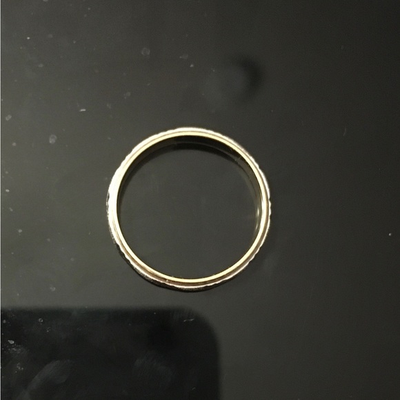 18 K gold ring with platinum oblique pattern - Picture 4 of 6